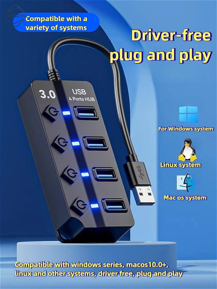 MINGCVIL 30 سنتيمتر كابل USB 3.0 4/7 ميناء متعدد USB الفاصل محور 3.0 USB محور متعدد المتوسع التبديل محور محطات الإرساء