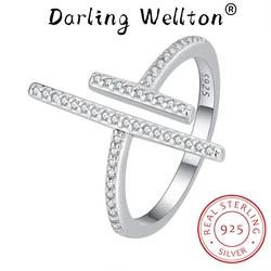 Creative Openwork Irregular Geometric Opening For Adjustable Couple Rings Women 100% Sterling silver Valentine Gift Jewelry