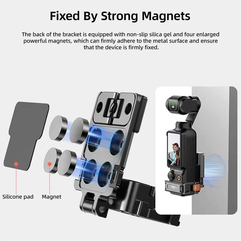 Vrig Pocket 3 حامل كاميرات مراقبة عالي الجودة مغناطيسي متعدد الوظائف إطار حماية معدني قفص ث 1/4 توسيع الحذاء البارد لـ DJI Pocket 3 #3