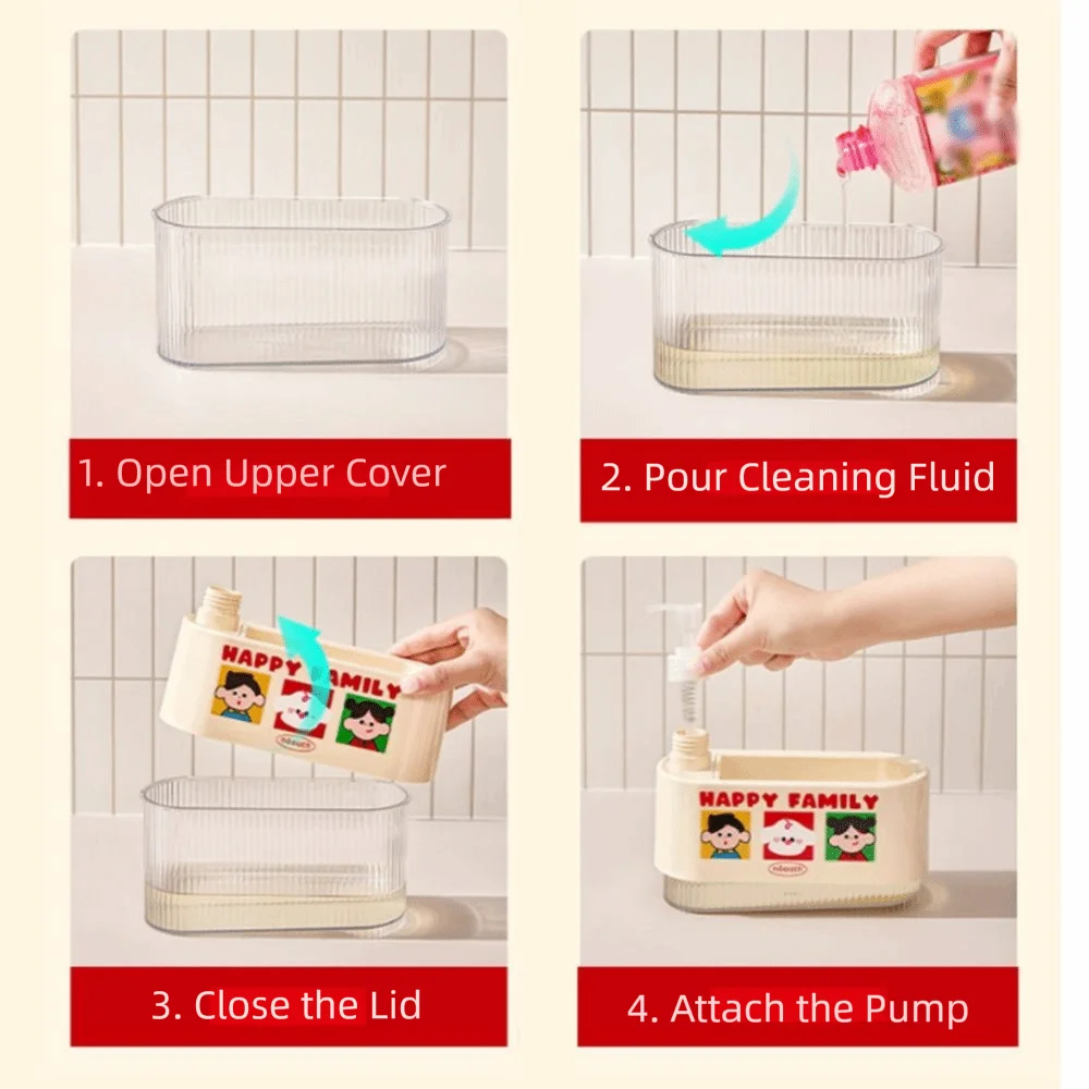 Dispenser di sapone per le mani 2 in 1 Pompa per sapone per le mani a prova di perdite Pressa manuale Scatola di sapone Tipo di pressa con spugna Dispenser di sapone doppio