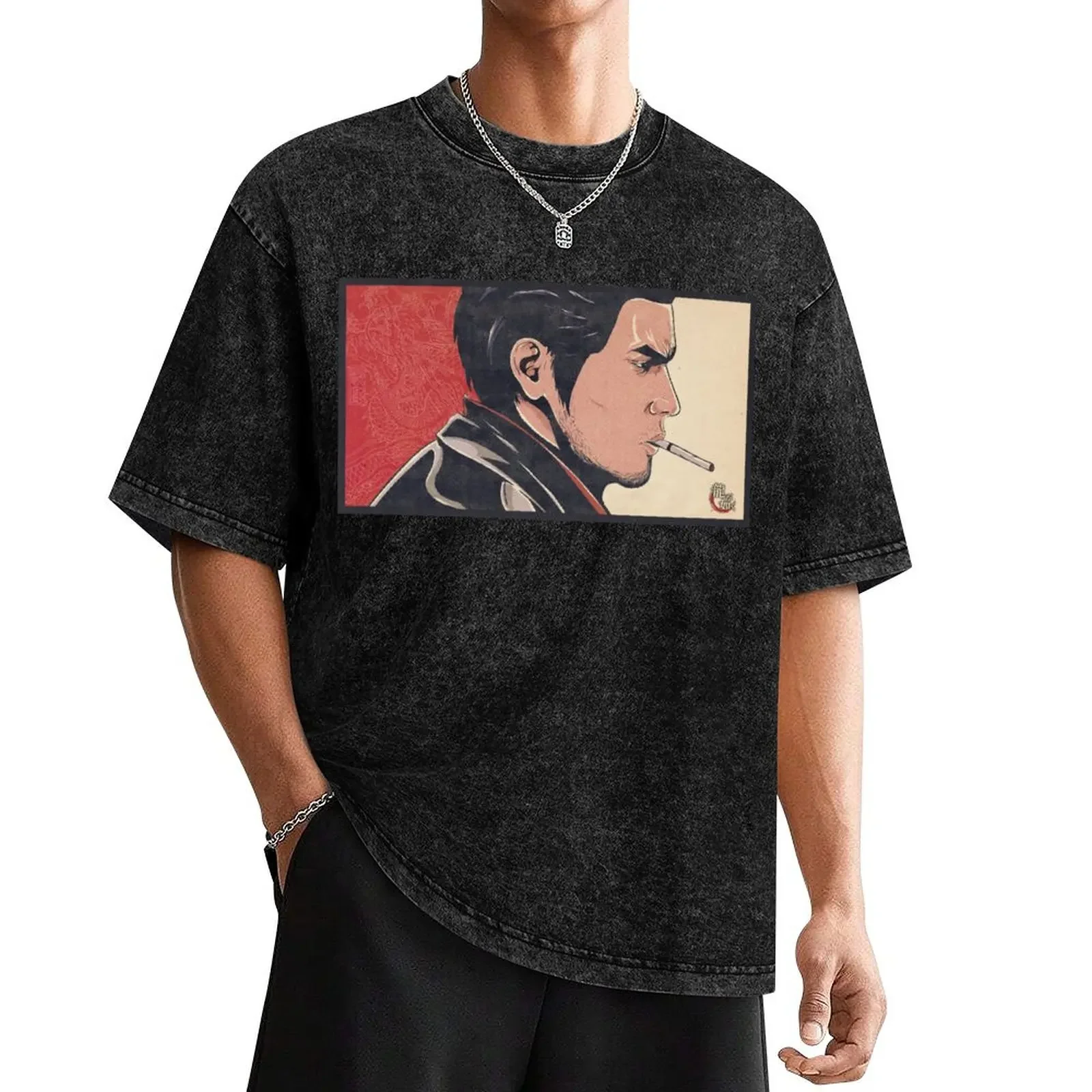 Kazuma Kiryu Yakuza Print T-Shirt for a boy cute tops tees mens shirts graphic tee