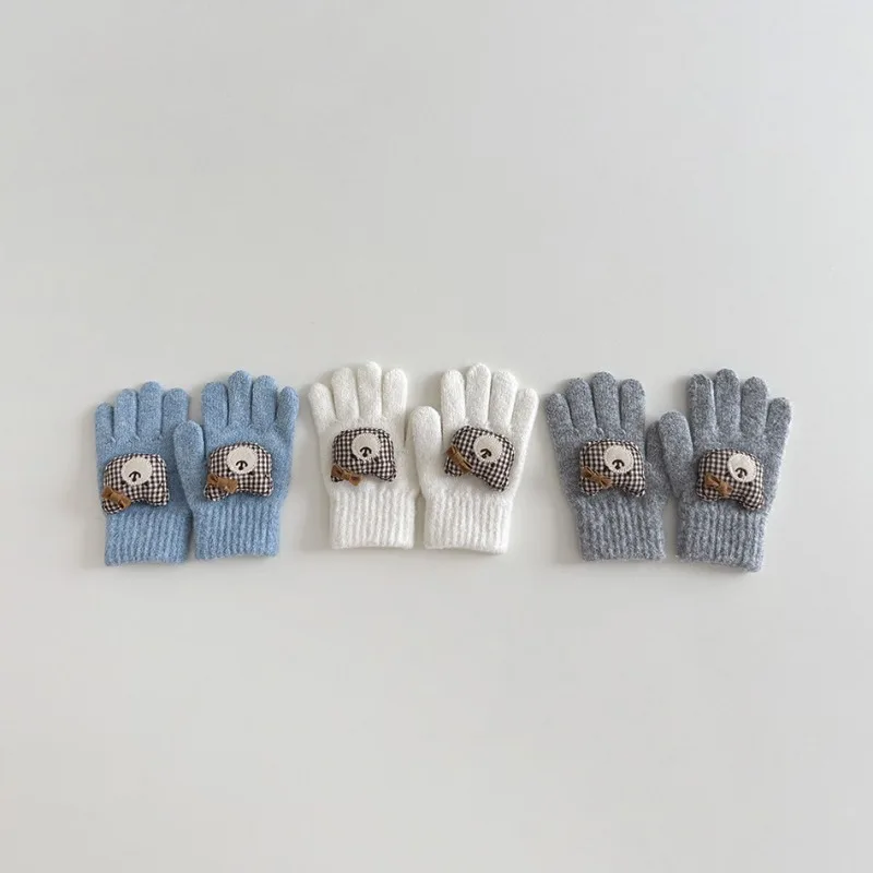 

New Winter Kids' Knitted Finger Gloves, Cute Cartoon Ins Style, Cold-proof Warm Gloves for Boys Girls & Babies.