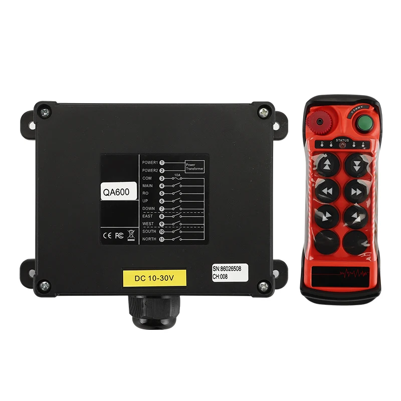 QA600 6 keys single speed Industrial Wireless Radio Crane Remote Control switches Hoist track Crane Lift Controller DC10-30V
