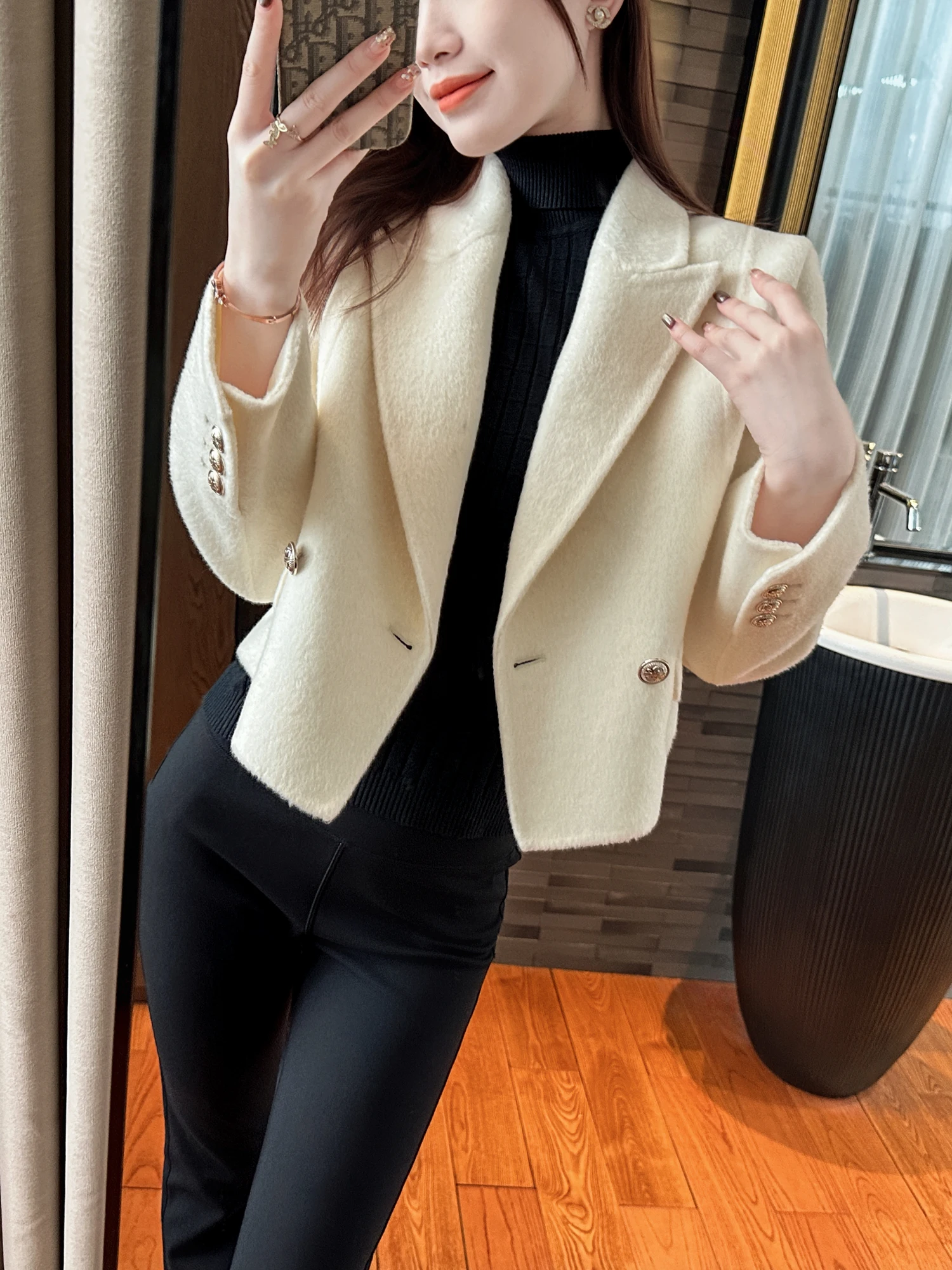 

Женское деловое пальто из высококачественной белой шерсти, простой модный зимний пиджак для повседневной носки