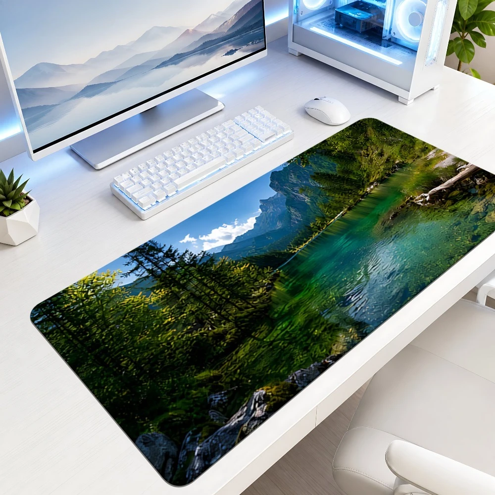 Blue-green valley lake scenery mouse pad, anti-slip, for computer desktop decoration alfombrillas gaming escritorio accesorios