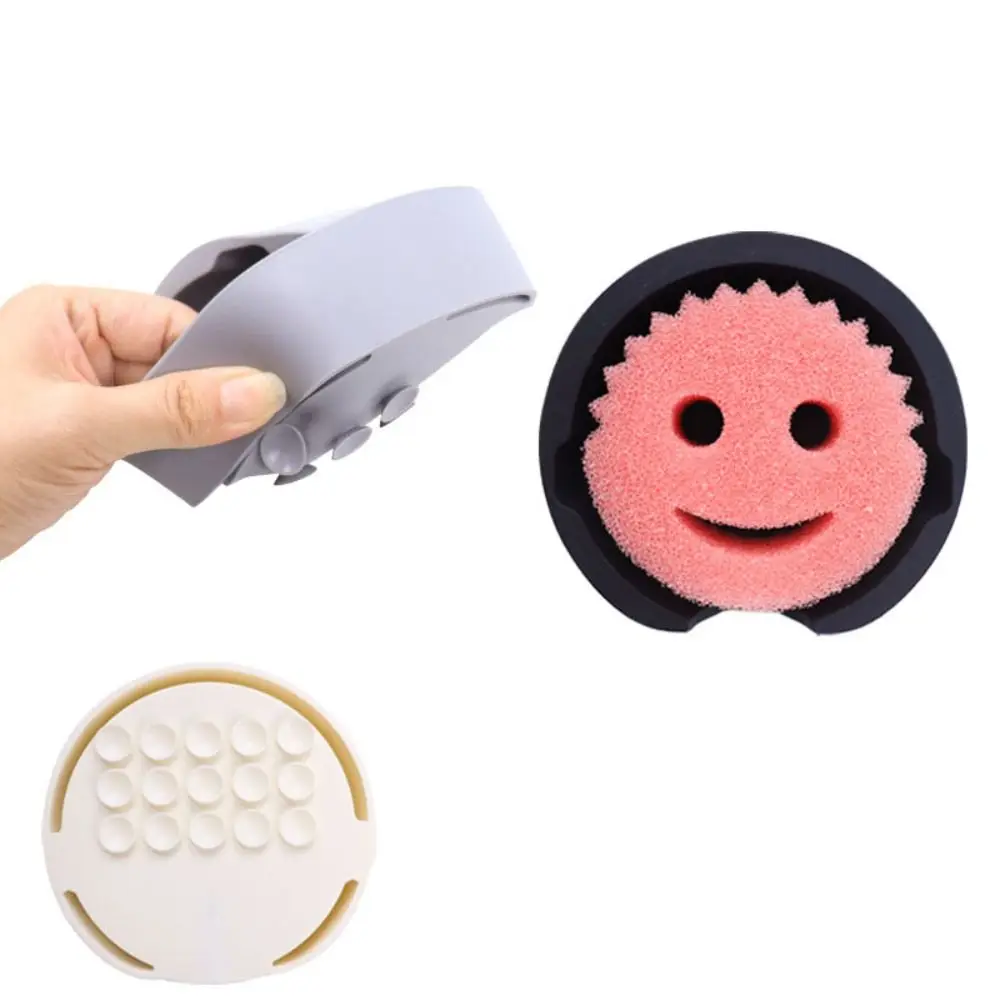 

Силиконовая кухонная полка для губок, многофункциональная противоскользящая полка для хранения смесителя для раковины, матовая с присоской, лоток для сушки губки