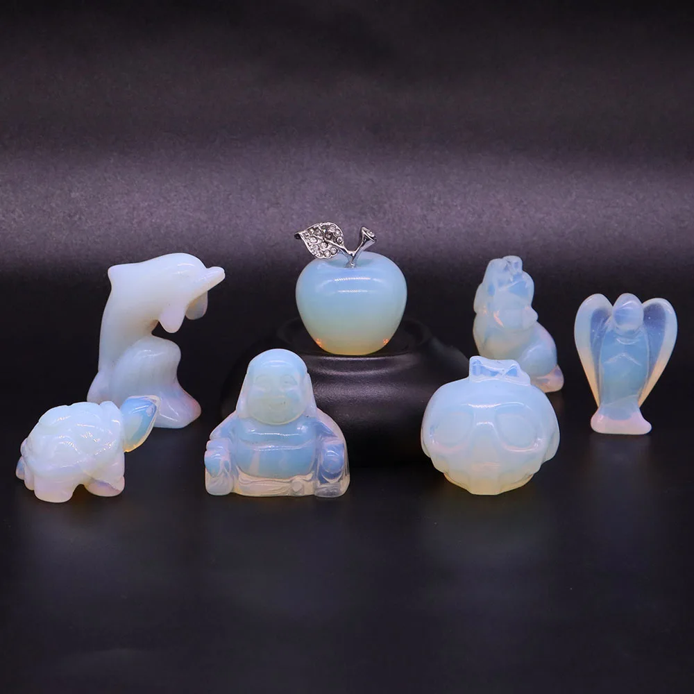 

10pcs/Set Synthetic Opalite Stone Carving Animals Statue Ornaments Healing Crystals Energy Gems Figurine Crafts Home Decor Gifts