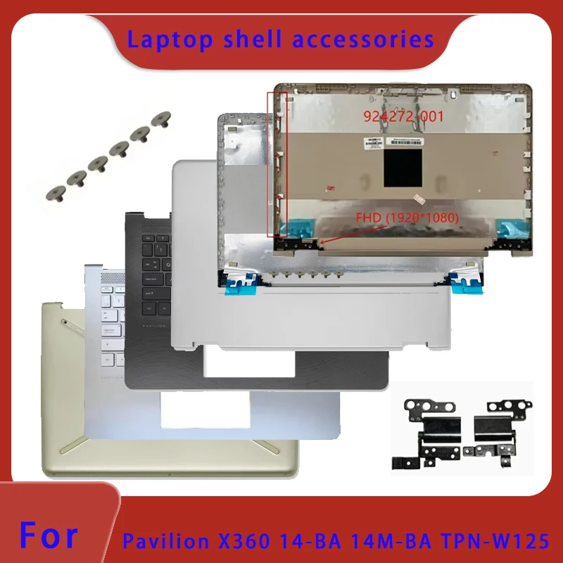 Adequado para pavilion x360 14-ba TPN-W125 14m-ba capa traseira da tela lcd do portátil, moldura da tela, capa inferior do descanso da palma da mão, teclado