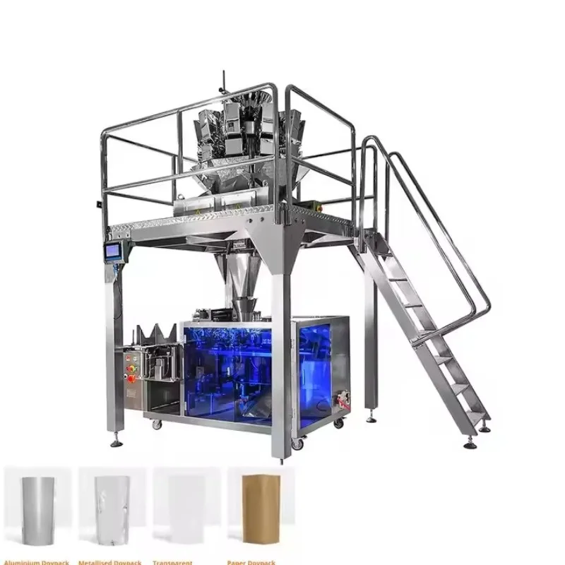 Máquina envasadora automática de bolsas de café de fondo plano de alta velocidad 500G 1KG máquina envasadora de bolsas Doypack con cremallera para granos de café