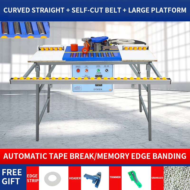1200W Pulley Edge Banding machine 6-60mm Woodworking small portable edge banding and trimming