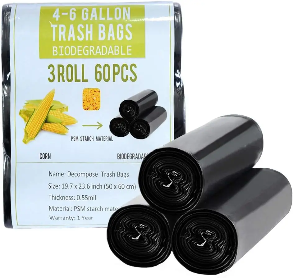 

Trash Bags 4 Gallon, Small Garbage Bags, Strong & Unscented Trash Bags for Kitchen, Bathroom, Restroom, Car, Black, 60 Counts