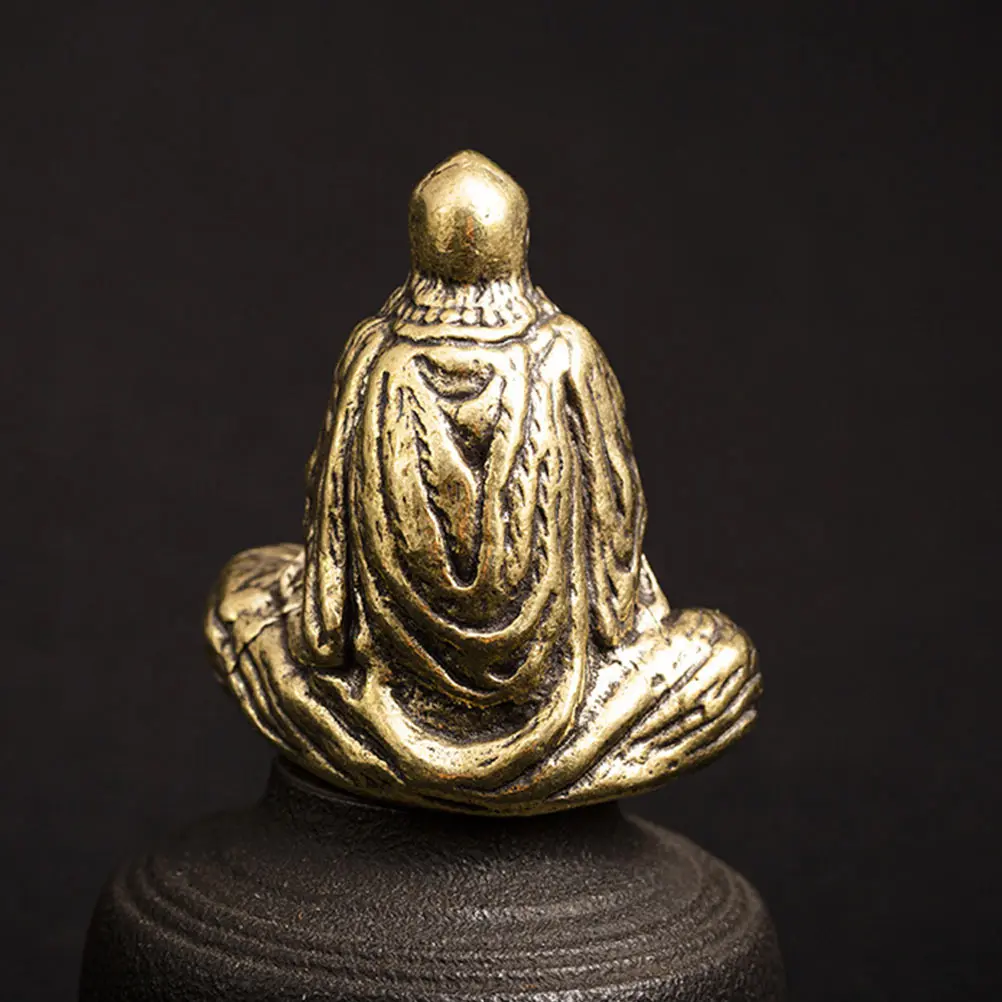 

1Pcs Buddhist Decor Brass Sculpture Desktop Gadget Home Table Decor Unique Bodhidharma Figure Exquisite Metal