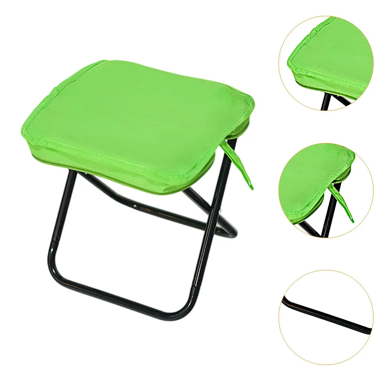 Camping Stool Compact Chair Fold Zipper Handbag Outdoor Footstool Portable Folding Stool for Picnic Beach Patio Traveling Garden