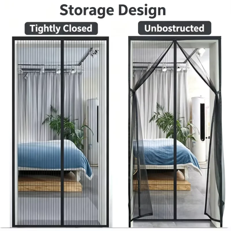 Self-adhesive Magic Tape Magnetic Mesh Screen Door, Summer Anti-mosquito Screen Drape, Hands Free Automatic Closing Insect Scree