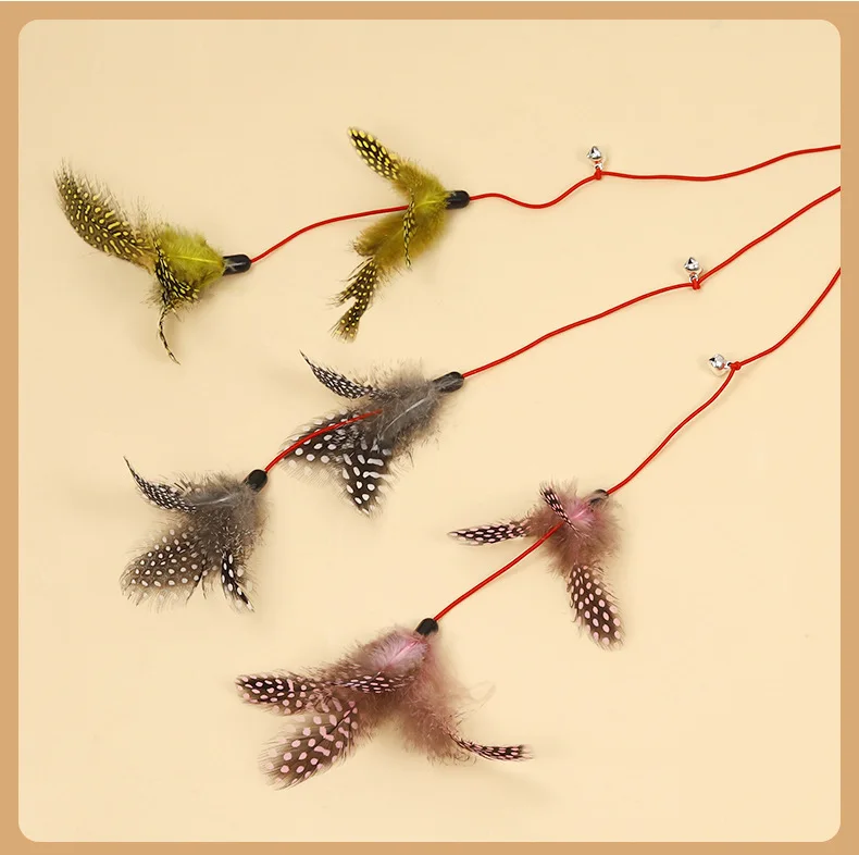 Cat Toy Feather Cats Sticks Cat Toys Interactive Double Feather Toys Cats Teasing Kitten Teaser Stick with Bell Toy Pet Products