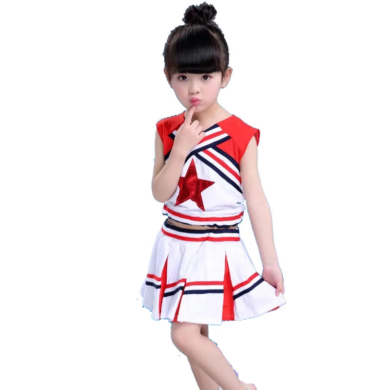 Children Girl Cheerleaders Costume Boy Aerobics Competition Dance Clothing Suit Girl Ballroom Dance Dresses School Uniform 89