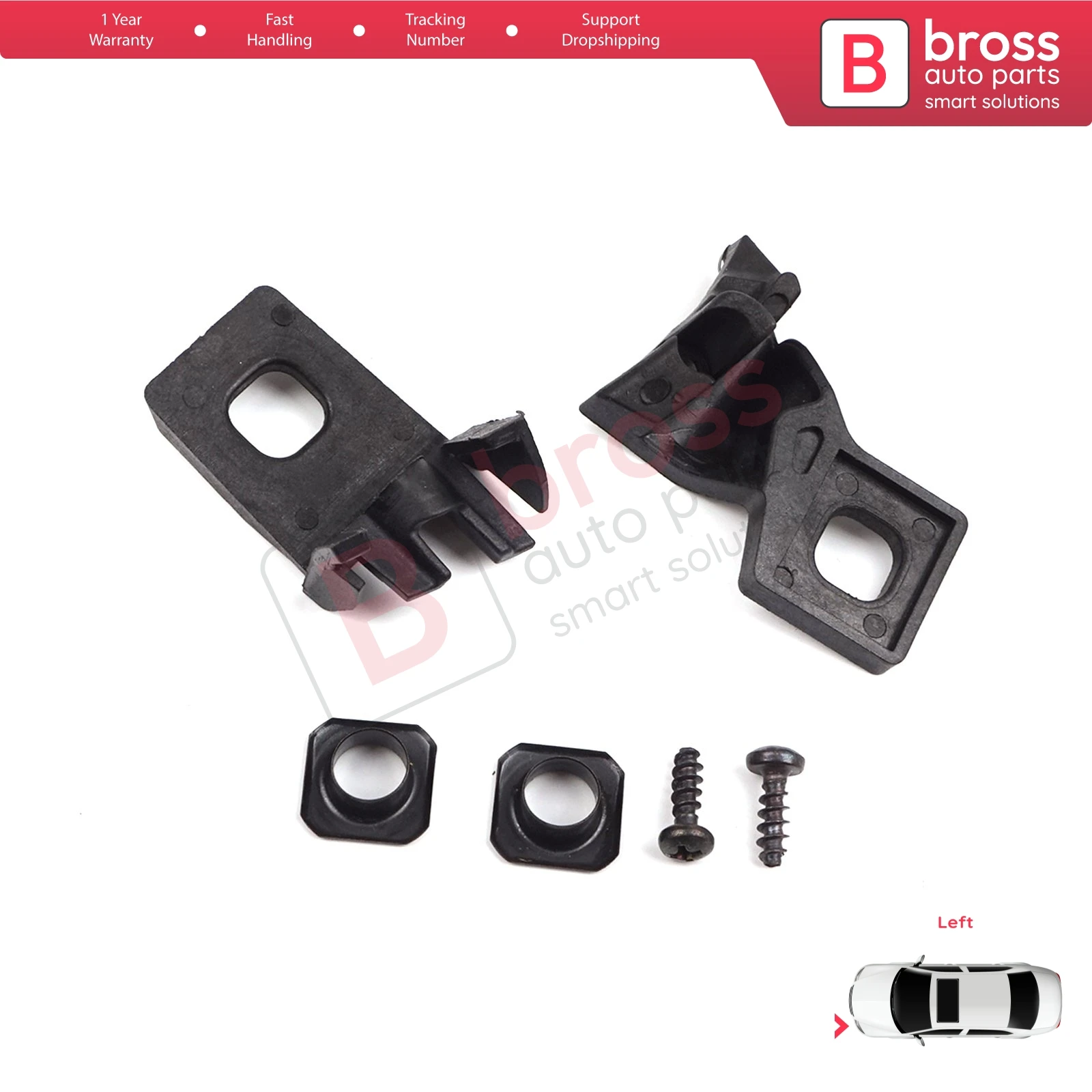 

BHL508 Car Headlight Housing Repair Mount Holder Bracket Tab Clips Kit Left Side for VW Polo MK3 MK4 6N 9N 1994-2008 6Q0998225