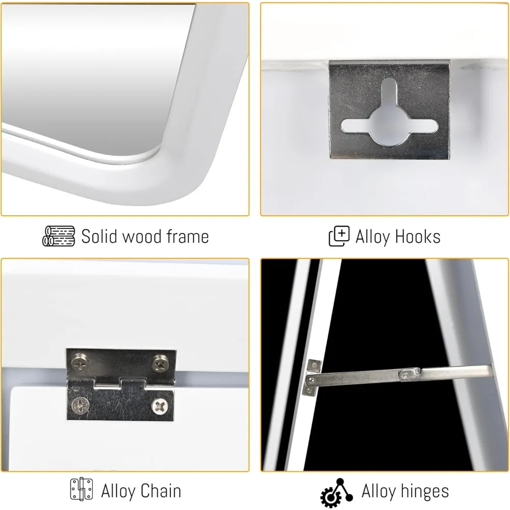 大きな無垢材フレームの全身鏡、スタンド付き、自立式または壁掛け式、家の装飾用大型ボディミラー