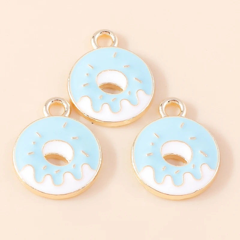 

20pcs 14x18mm Cute Food Charms Enamel Dessert Donut Charms Pendants for Jewelry Making Earrings Necklaces DIY Crafts Accessories