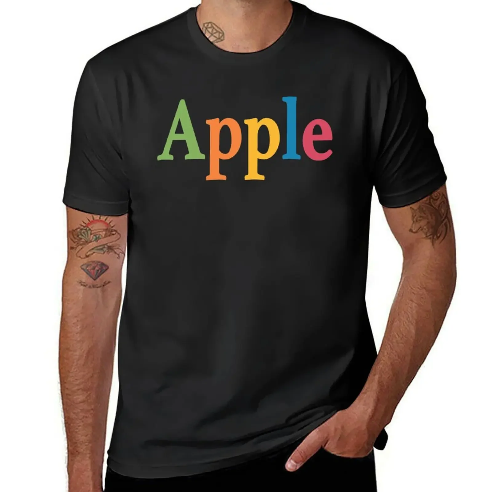 

Apple Retro Multi Color T-Shirt cotton man t-shirts sublime sweat shirts, men