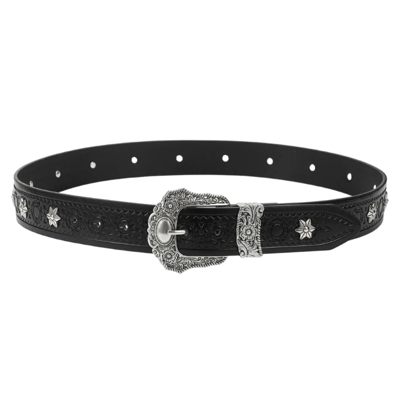 Unisex Black Belt Rivet Star Decoration Waist Belts Unisex Stylish Waistband Drop Shipping