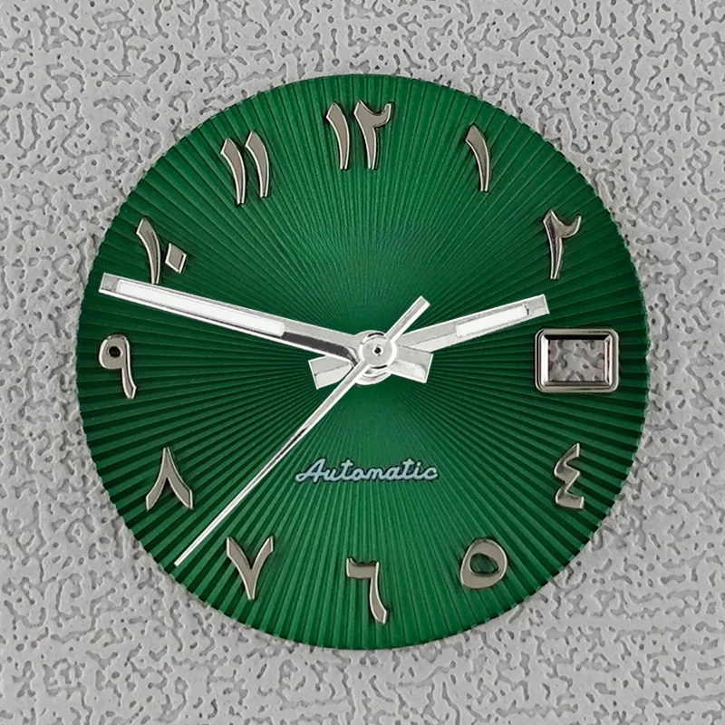 28.5mm Watch Dial With Watch Hands Arabic numerals radial texture Sunray Fit NH35 NH36 Watch Faces Automatic Movement