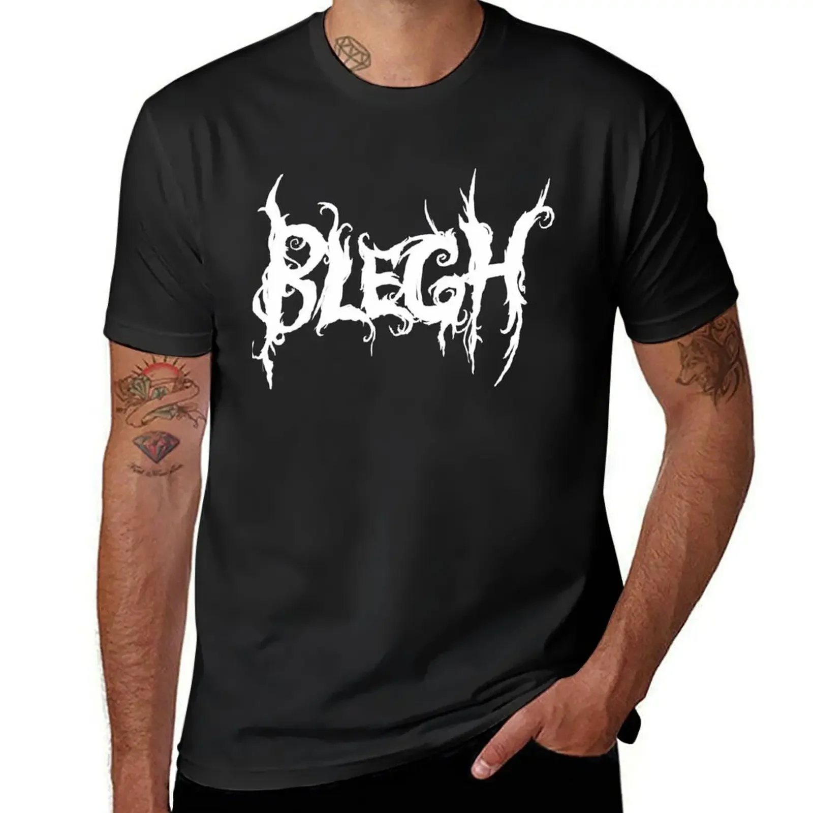 White Blegh on Black T-Shirt Blouse blacks plain black t shirts men