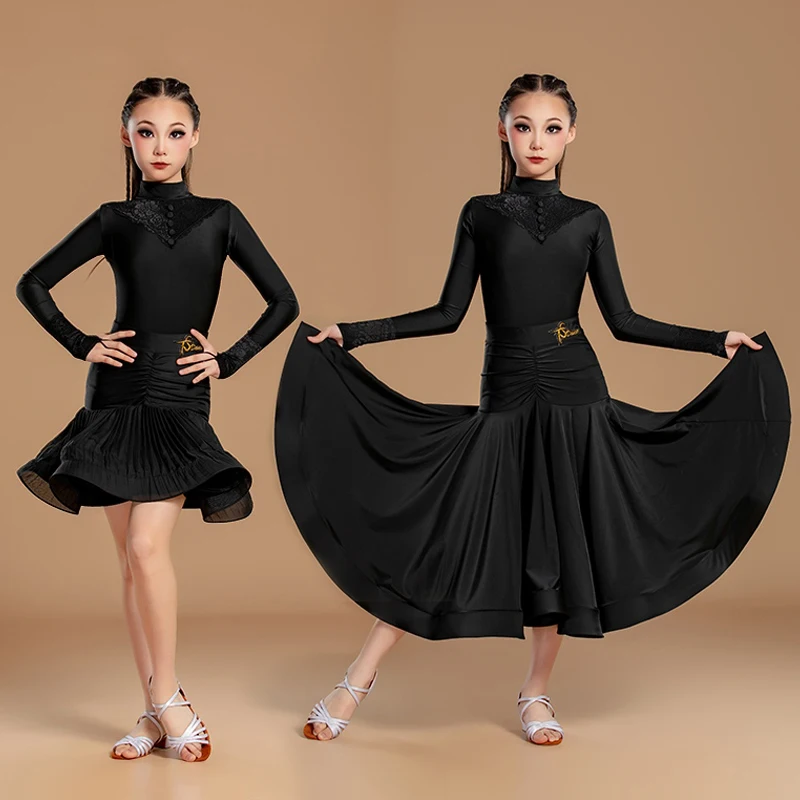 Children National Standard Latin Dance Competition Costume Girls Waltz Ballroom Dance Dress Kids Latin Dance Party Wear SL12710