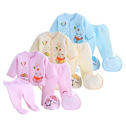 5PCS Autumn Winter Baby Clothes Newborn Sets For Boys Girls Cotton Print Long Sleeve Infant Suit Toddler Baby Clothing