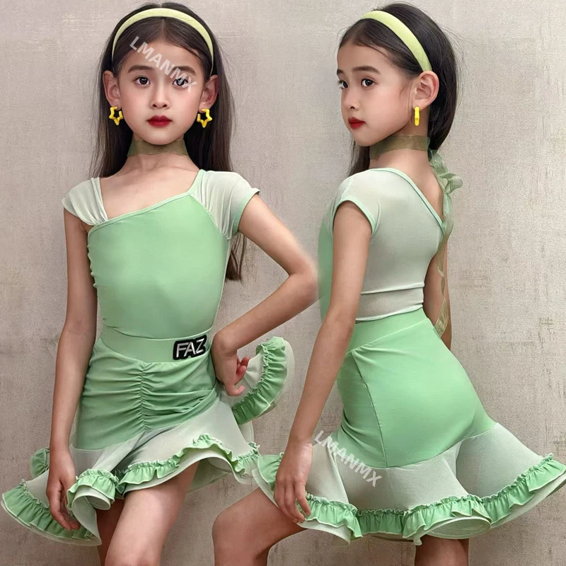 

Latin dance costume for children's practice, high-end feel training costume, professional training performance dance costume set