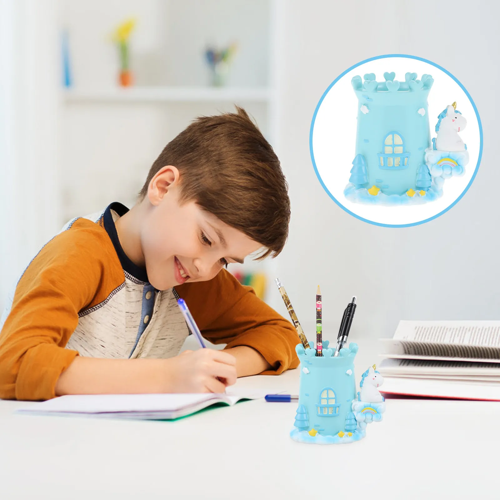 

Настольный держатель для ручек с дизайном единорога, из смолы, прочный, долговечный, с устойчивой к царапинам поверхностью, идеально подходит для ручек, карандашей, ластиков.