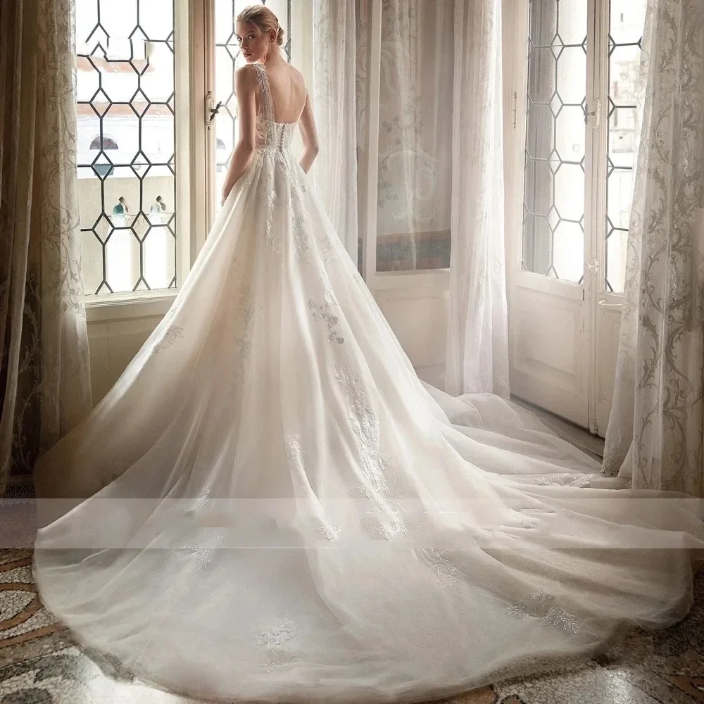 Vestidos De Novia lujosos personalizados para mujer, Vestidos De Novia De corte en A con forma De corazón, batas con apliques De encaje, Vestidos De Novia 2025
