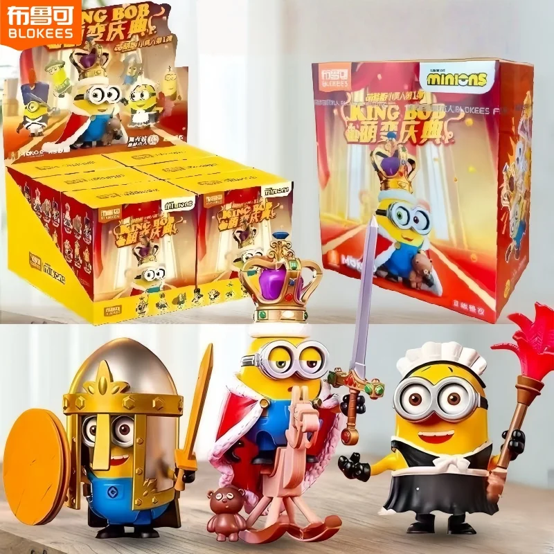 

Bloks Minions Assembling Toy Blind Box Cute Version 1/2 Bullet Cartoon Figure Mysterious Box Anime Desktop Ornament Gift