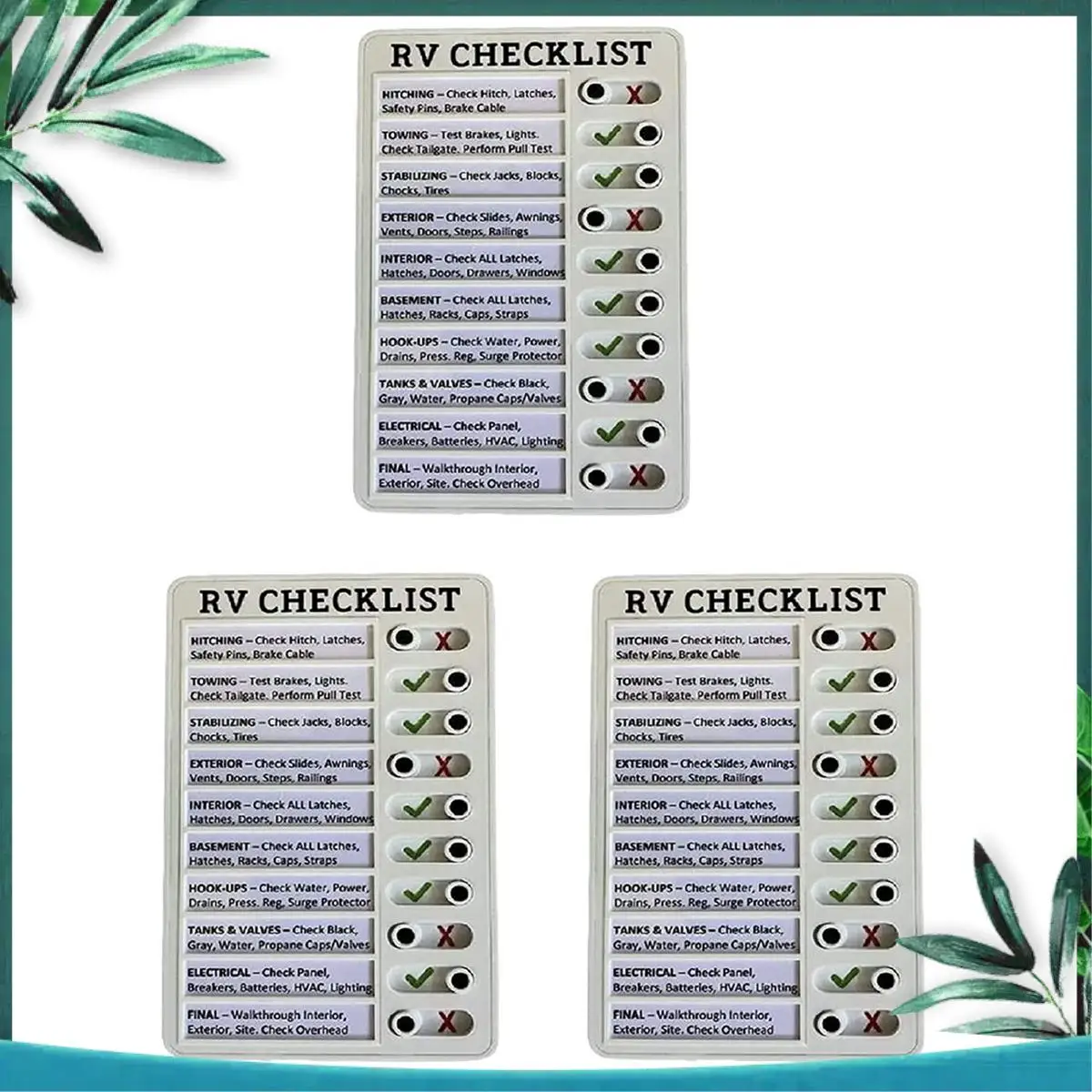 YSS-3X RV Checklist Memo Plastic Board, Detachable And Reusable Creative Memo Checklist For Check Items And Form