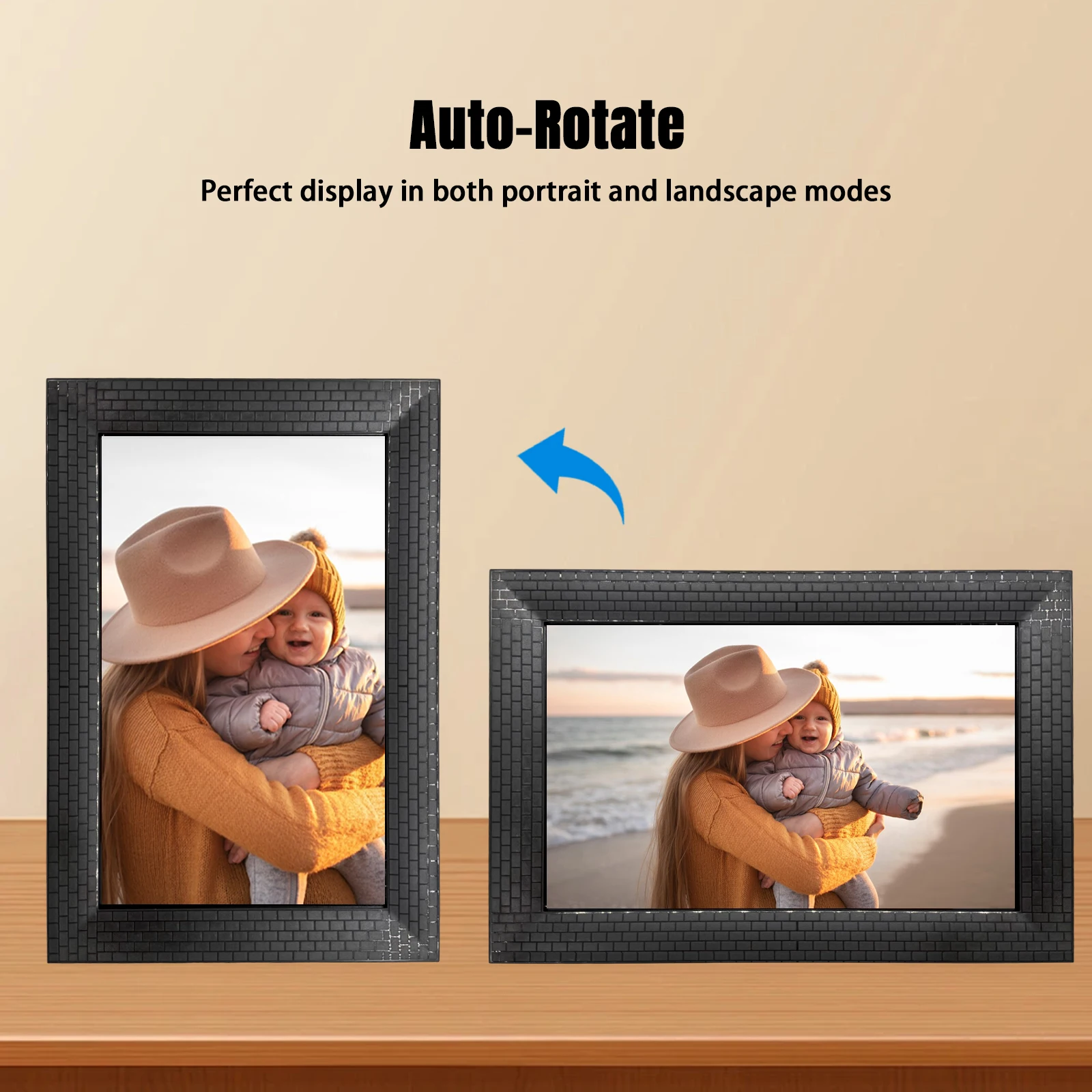 Cadre photo numérique IPS 10,1 pouces 1080p version américaine en verre et plastique ABS, prend en charge les formats audio MP3/AAC/WMA et les formats vidéo MPEG-1/2/4/H.264