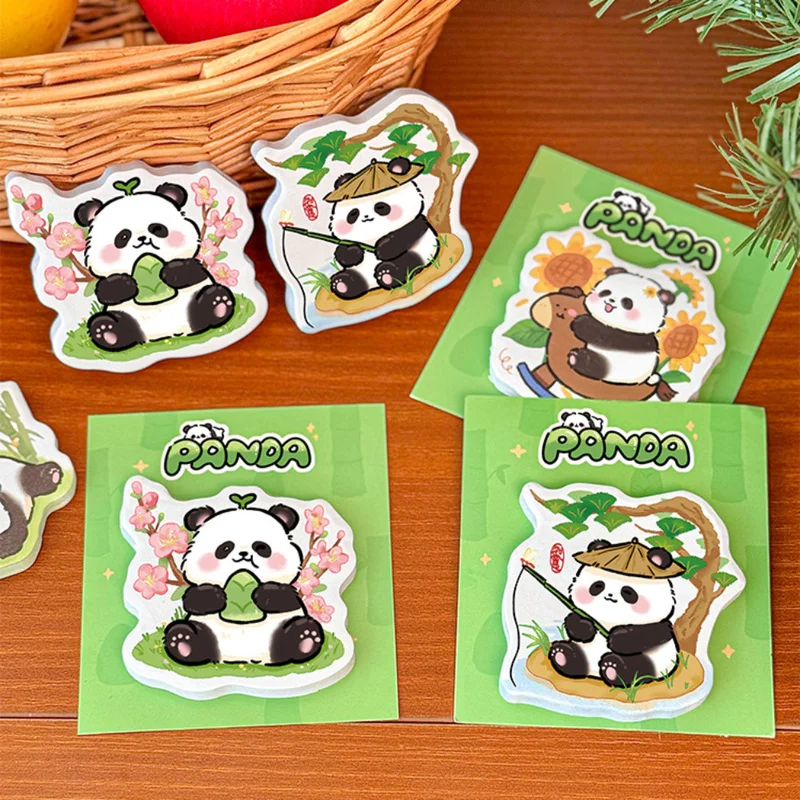 60 Sheets Cute Irregular Panda Sticky Notes Self-Adhesive Memo Pads 2 Packs Random Pattern Aesthetic Note for Student Office
