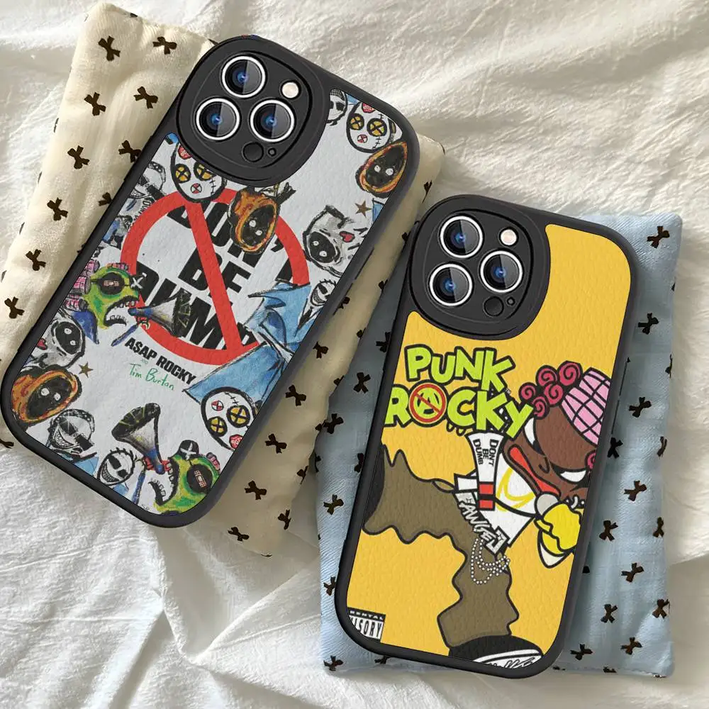 

A-ASAP R-Rocky Don't Be Dumb Leather Phone Case For IPhone 16 15 14 13 12 11 Pro Max Plus Shockproof Cover