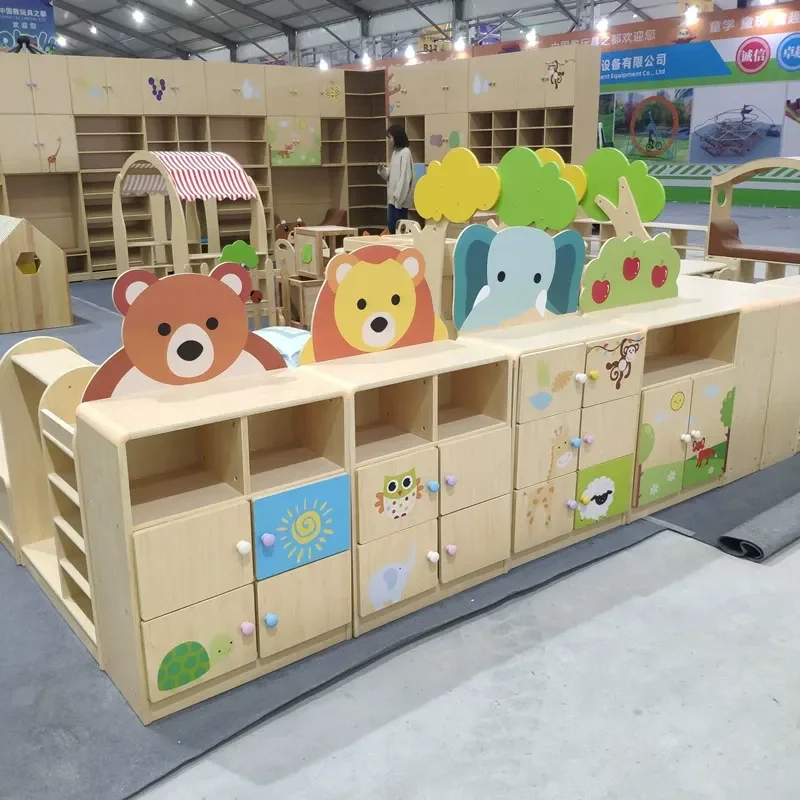 2026 Kindergarten cartoon toy modeling cabinet, locker, combination cabinet, schoolbag cabinet, Montessori teaching aid
