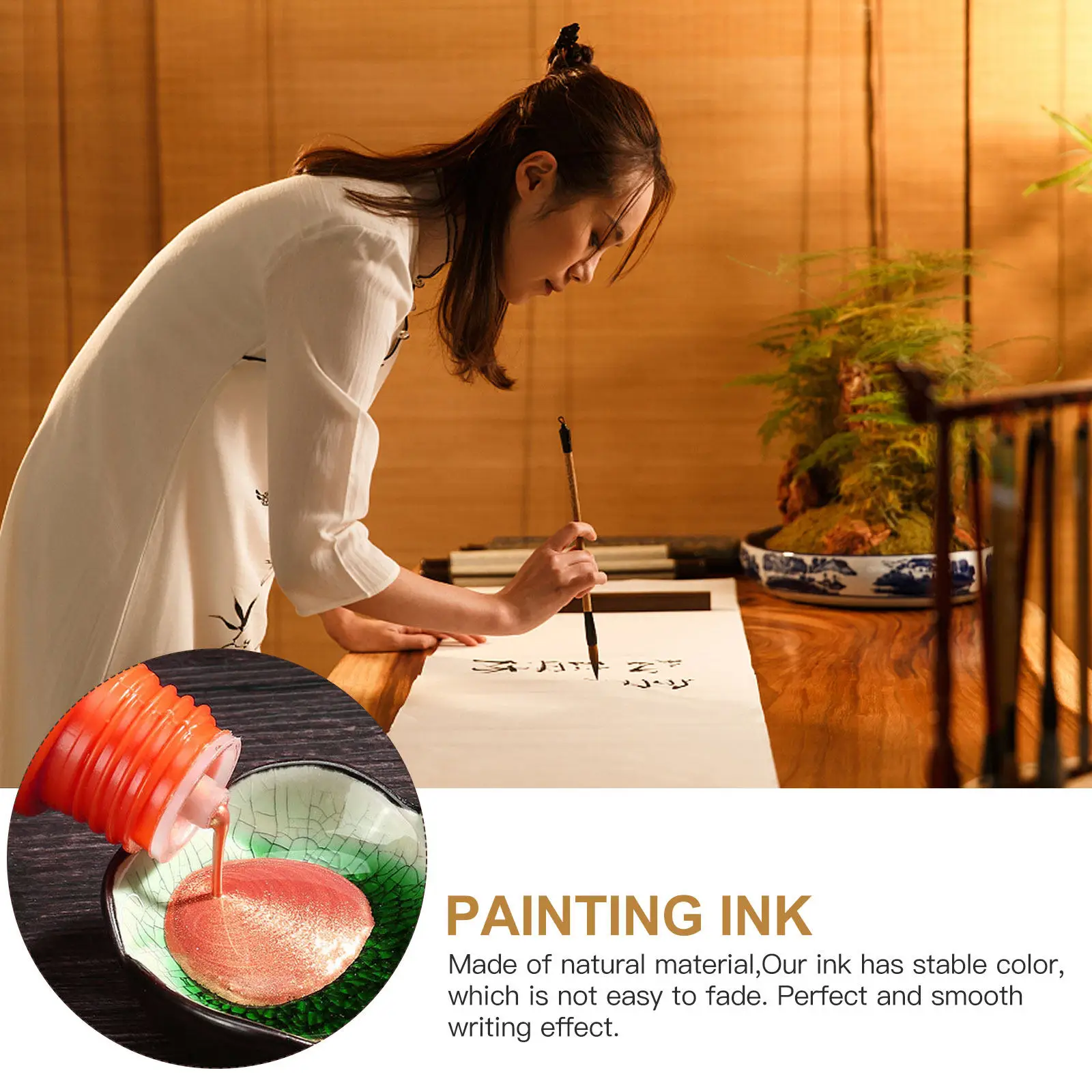 1 Bottle Premium Chinese Calligraphy Ink Made of Natural Material Stable Color Smooth Writing Effect Ideal for Couplet Writing
