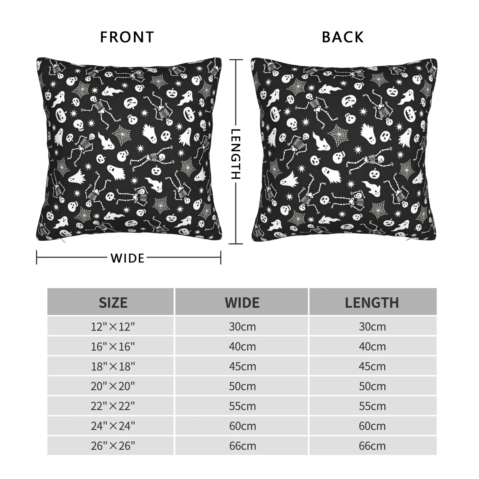 Halloween Skeleton Ghost Spider Web Seamless Pattern Pillow Case  Design Pillow Cover For Living Room Bed Chair Pillowcases