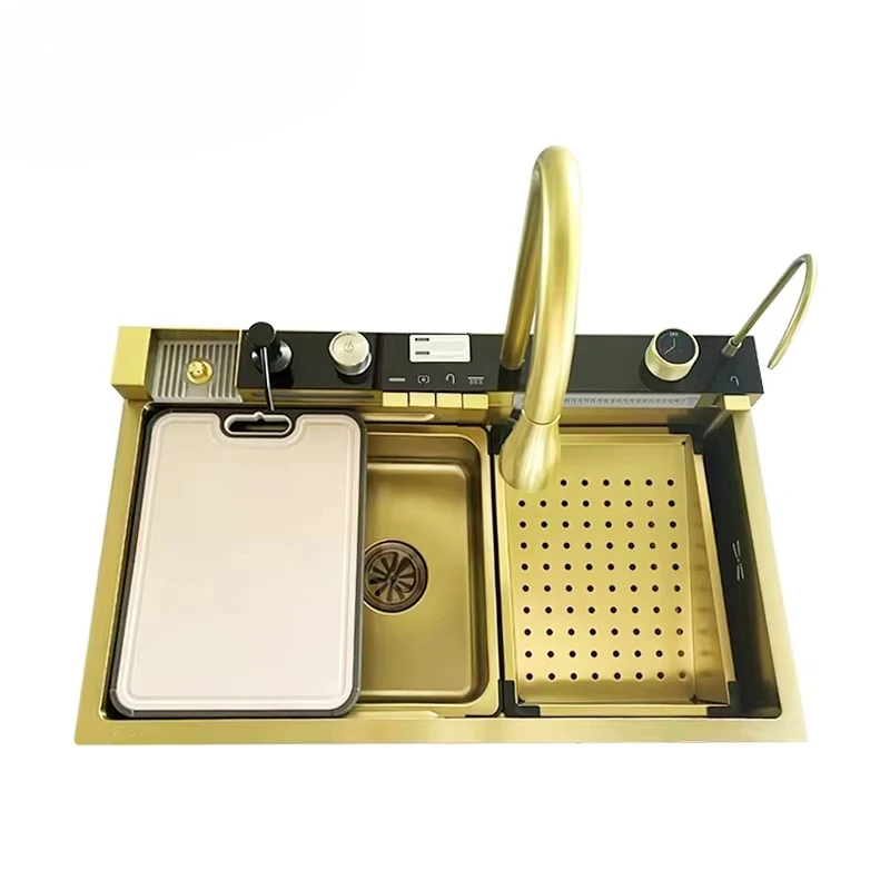 中国メーカー製 304ステンレス鋼 ナノ滝 レインフォール ハニカム ピアノキー キッチンシンク