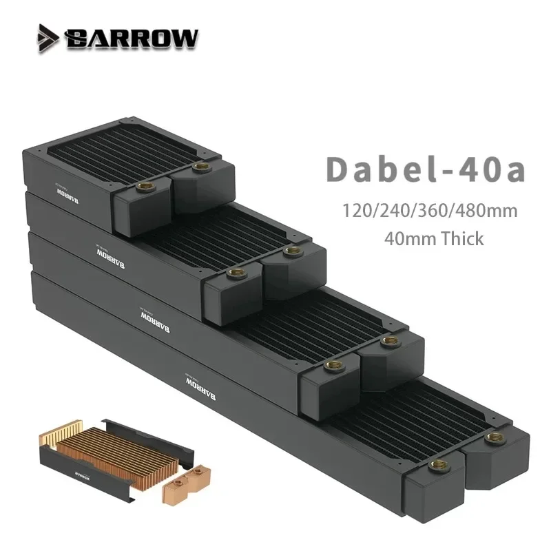 BARROW 120/240/360/480mm Copper Heat Exchanger Radiator for 120mm Fan PC CPU Water Cool System (1.57inch Thickness) Dabel-40a