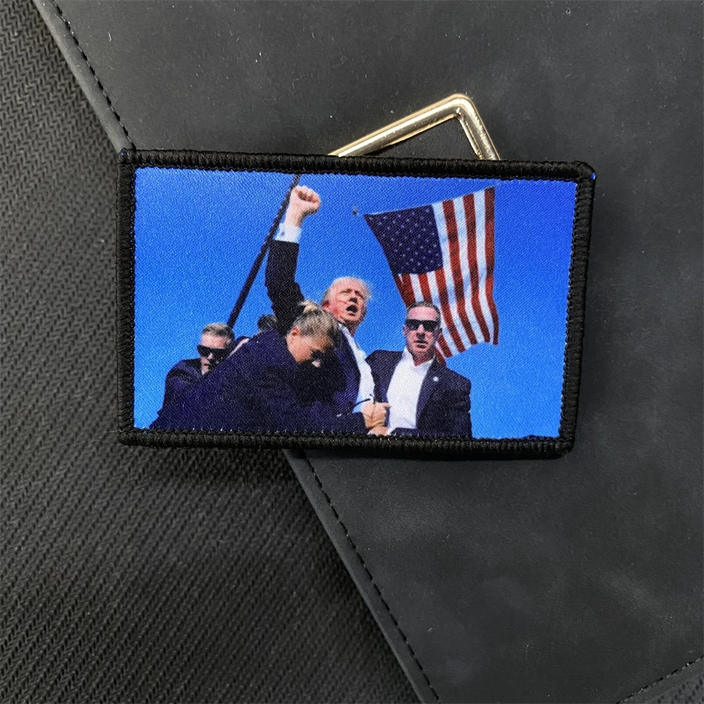 Trump Assassination Attemp Tactical Badge Patches Trump Fight 2024 Missed Me Backpack Sticker American Flag Military Hook&Loop