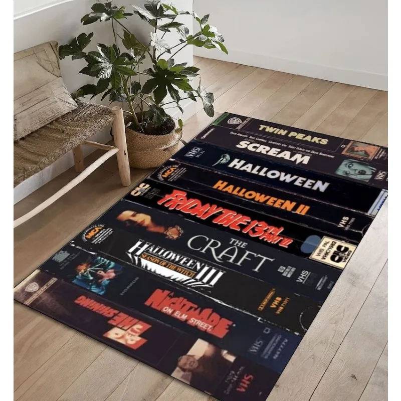 Horror Movie Carpet for Living Room Bedroom Retro Movies Halloween Movie Series Rug Movie Room Decor Non Slip Popular Gift Rug
