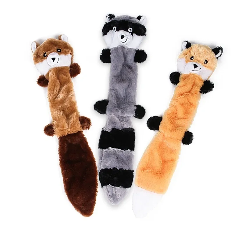 

Fox,Raccoon,&Squirrel-No Stuffing Squeaky Dog Toys,Unstuffed Chew Toy for Small&Medium Breeds,Pack of 3 Soft Plush Toys