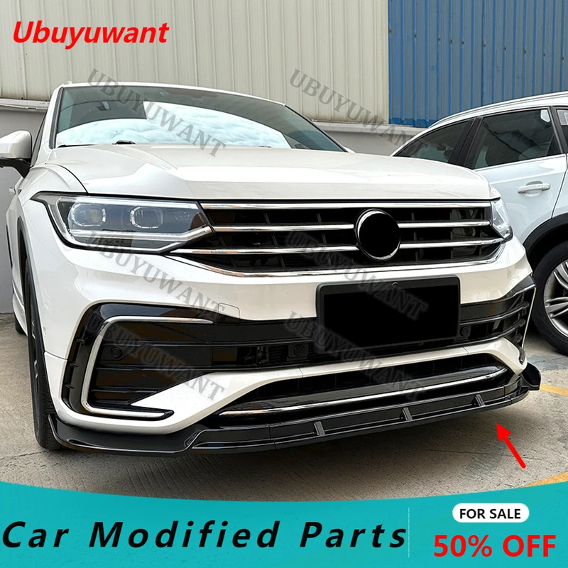 

For Volkswagen VW Tiguan R-Line 2022-2026 Bumper Lip Chin Front Lip Spoiler Splitters Body Kit Aprons Cover Guard Trim