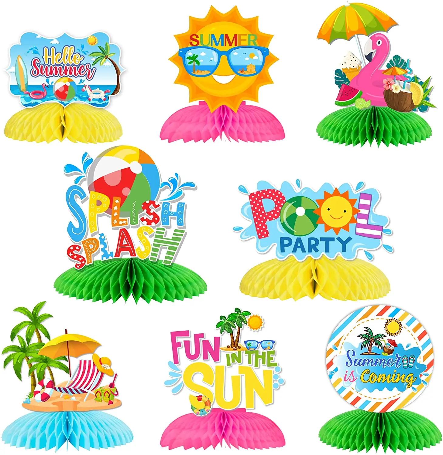 

Cheereveal Summer Beach Pool Theme Honeycomb Centerpieces 3D Table Decorations for Birthday Party Baby Shower Decor Supplies