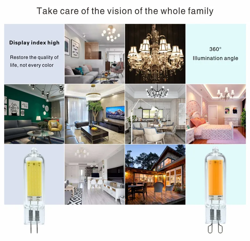 G9 COB LED Light Bulb 7W 9W 12W Glass G4 Lamp 110V 220V G9 LED Spot Light for Pendant Lighting Fixture Home Lighting Chandeliers