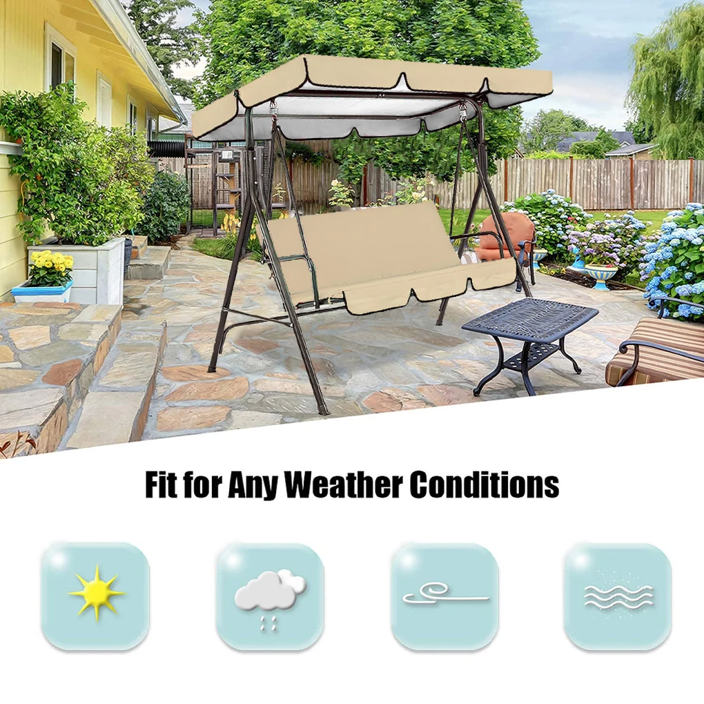 3-Person Outdoor Swing Chair Awning Garden Waterproof Swing Canopy Roof Cover Outdoor Garden Swing Chair Canopy Roof Shade