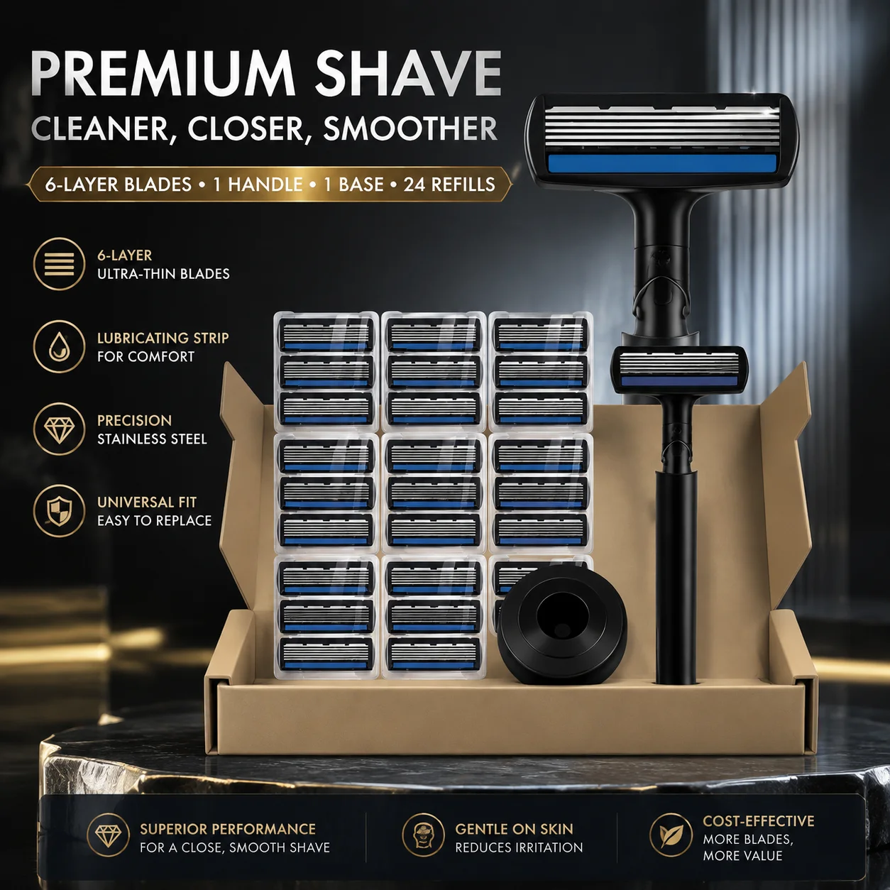 Men'S Grooming Experience - Manual Razor Kit 6-Layer Safety Shaver